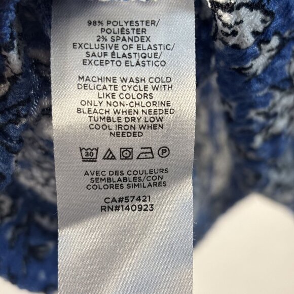 Floral Blue & White Long Sleeve Square Neck Top By Loft Size L - Picture 5 of 8